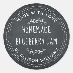 Rustic Homemade Blueberry Jam Canning Chalkboard Classic Round Sticker