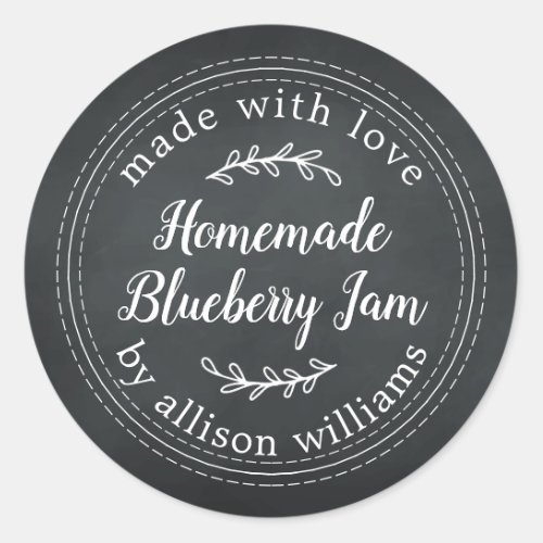 Rustic Homemade Blueberry Jam Canning Chalkboard Classic Round Sticker