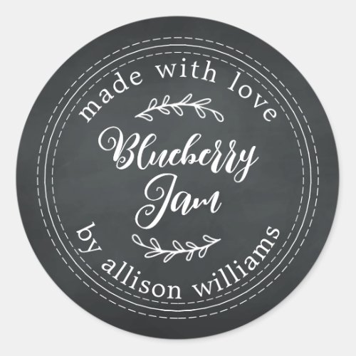 Rustic Homemade Blueberry Jam Canning Chalkboard  Classic Round Sticker