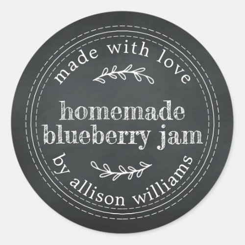 Rustic Homemade Blueberry Jam Canning Chalkboard Classic Round Sticker