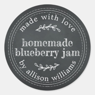 Rustic Homemade Blueberry Jam Canning Chalkboard Classic Round Sticker