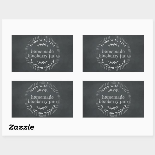 Rustic Homemade Blueberry Jam Canning Chalkboard Rectangular Sticker (Sheet)
