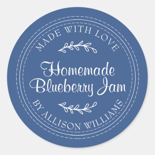 Rustic Homemade Blueberry Jam Canning Classic Blue Classic Round Sticker