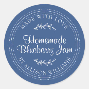 Rustic Homemade Blueberry Jam Canning Classic Blue Round Sticker