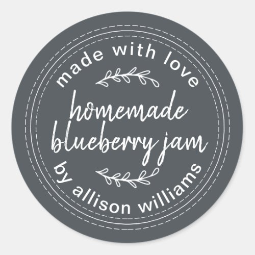 Rustic Homemade Blueberry Jam Canning Dark Blue Classic Round Sticker