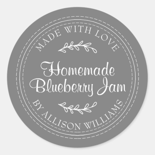 Rustic Homemade Blueberry Jam Canning Dark Gray Classic Round Sticker