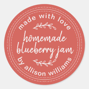 Rustic Homemade Blueberry Jam Canning Fall Red Classic Round Sticker