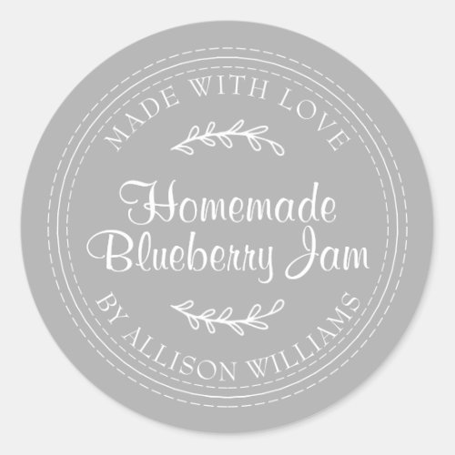 Rustic Homemade Blueberry Jam Canning Gray Classic Round Sticker