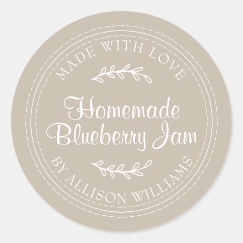 Rustic Homemade Blueberry Jam Canning Gray Classic Round Sticker