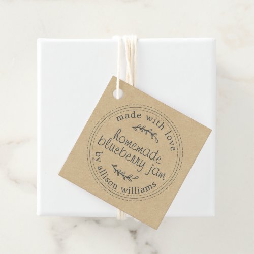 Rustic Homemade Blueberry Jam Canning Kraft Paper Favor Tags