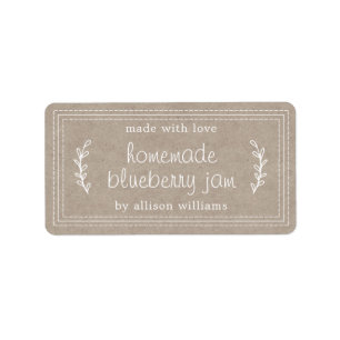 Rustic Homemade Blueberry Jam Canning Kraft Paper Label