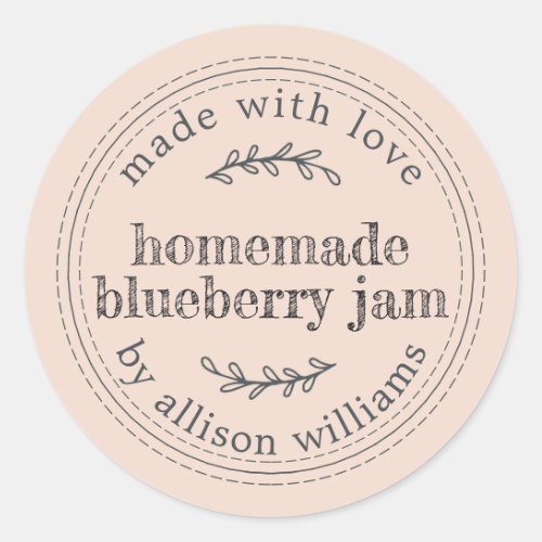 Rustic Homemade Blueberry Jam Canning Peach Dust Classic Round Sticker