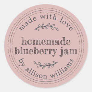 Rustic Homemade Blueberry Jam Canning Pink Classic Round Sticker