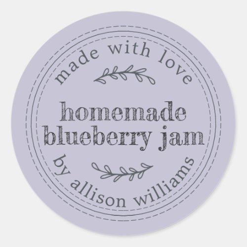 Rustic Homemade Blueberry Jam Canning Purple Classic Round Sticker