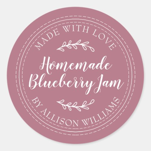 Rustic Homemade Blueberry Jam Canning Purple Jar  Classic Round Sticker