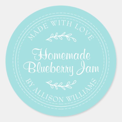 Rustic Homemade Blueberry Jam Canning Turquoise Classic Round Sticker