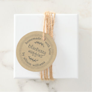 Rustic Homemade Blueberry Muffins Kraft Paper Favor Tags