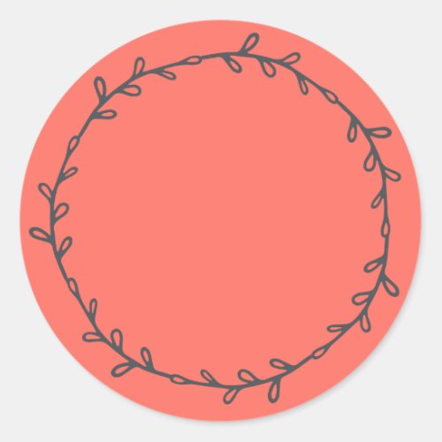 Rustic Homemade Bright Coral Write On Classic Round Sticker