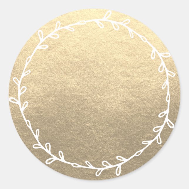 Rustic Homemade Champagne Gold Write On Blank Classic Round Sticker (Front)