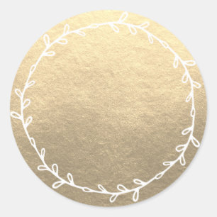 Rustic Homemade Champagne Gold Write On Blank Classic Round Sticker