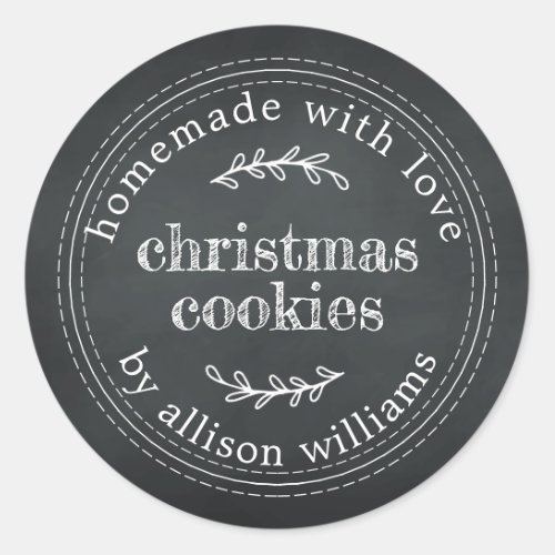 Rustic Homemade Christmas Cookies Chalkboard Classic Round Sticker