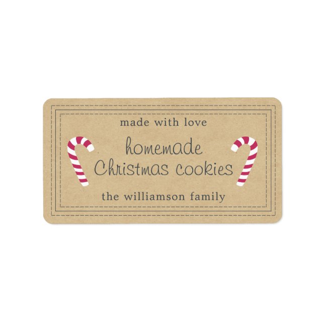 Rustic Homemade Christmas cookies Kraft Paper Label (Front)