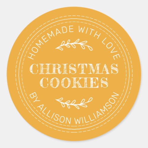 Rustic Homemade Christmas Cookies Mellow Yellow Classic Round Sticker