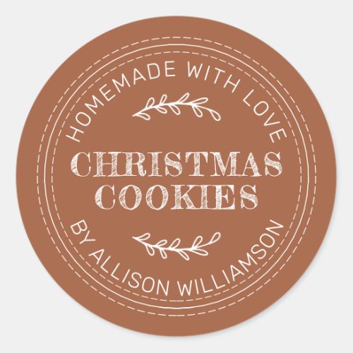 Rustic Homemade Christmas Cookies TerraCotta Classic Round Sticker