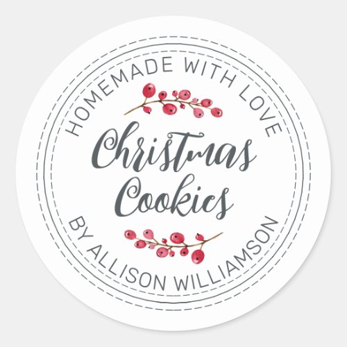 Rustic Homemade Christmas Cranberry Cookies  Classic Round Sticker