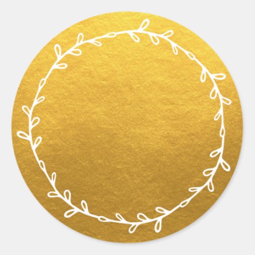 Rustic Homemade Classic Gold Write On Blank Classic Round Sticker