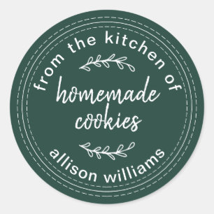 Rustic Homemade Cookies Dark Green Classic Round Sticker