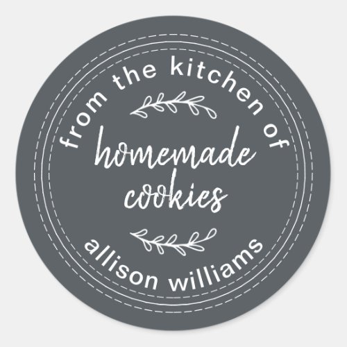 Rustic Homemade Cookies From the Kitchen of Black Classic Round Sticker