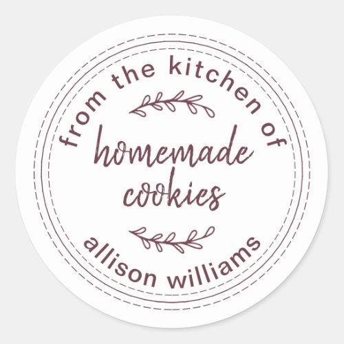 Rustic Homemade Cookies From the Kitchen of Classic Round Sticker