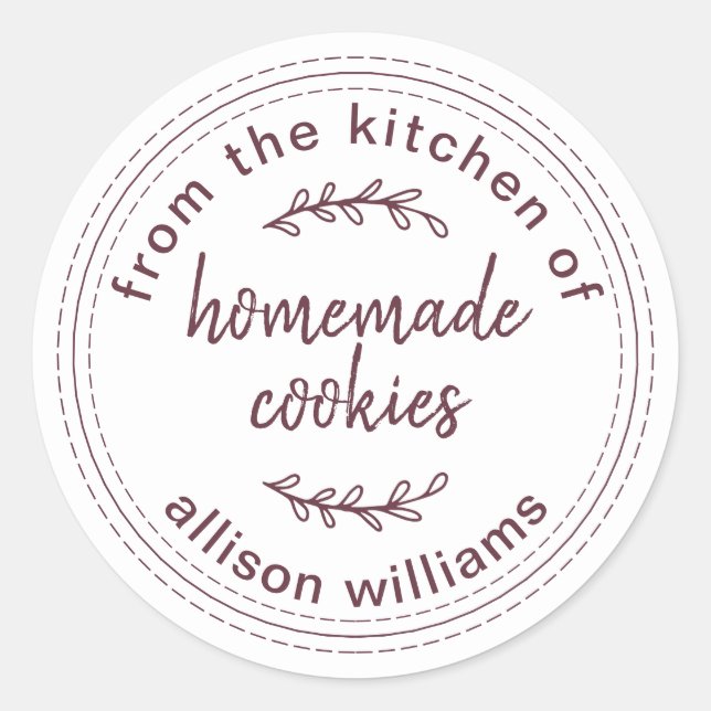 Rustic Homemade Cookies From the Kitchen of Classic Round Sticker (Front)