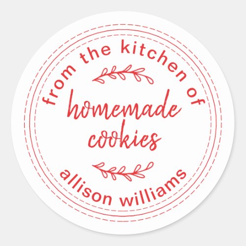 Rustic Homemade Cookies From the Kitchen of  Classic Round Sticker