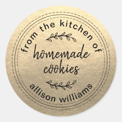 Rustic Homemade Cookies From the Kitchen of Gold Classic Round Sticker