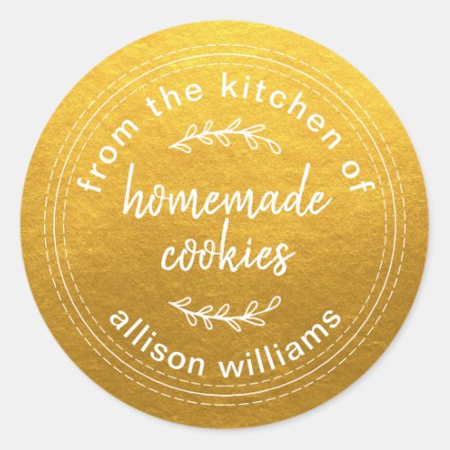 Rustic Homemade Cookies From the Kitchen of Gold Classic Round Sticker