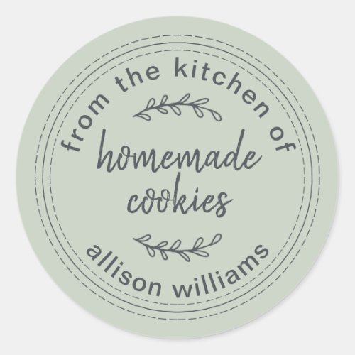 Rustic Homemade Cookies From the Kitchen of Green Classic Round Sticker