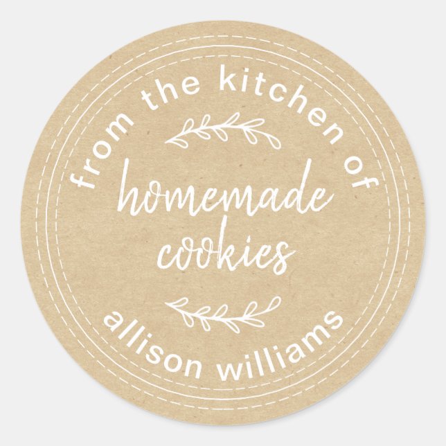 Rustic Homemade Cookies From the Kitchen of Kraft Classic Round Sticker (Front)