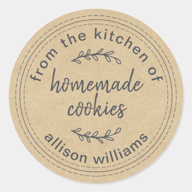 Rustic Homemade Cookies From the Kitchen of Kraft Classic Round Sticker (Front)