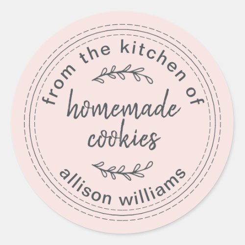 Rustic Homemade Cookies From the Kitchen of Pink Classic Round Sticker