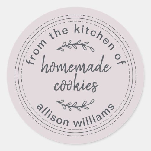 Rustic Homemade Cookies From the Kitchen of Purple Classic Round Sticker