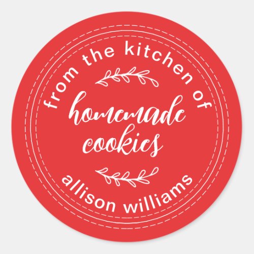 Rustic Homemade Cookies From the Kitchen of Red Classic Round Sticker