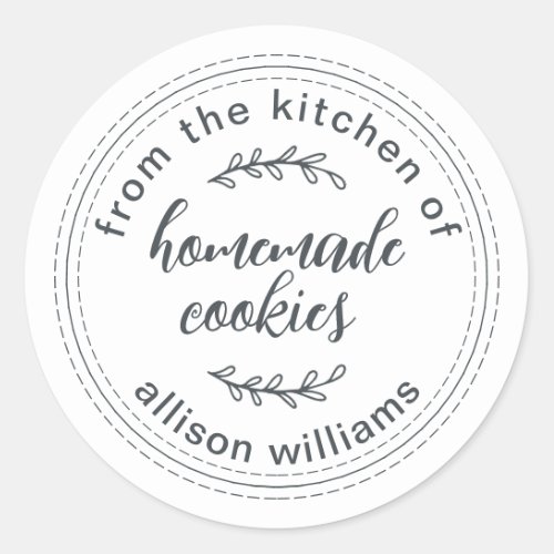 Rustic Homemade Cookies From the Kitchen of White Classic Round Sticker