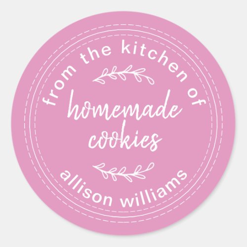 Rustic Homemade Cookies Fuchsia Pink Classic Round Sticker