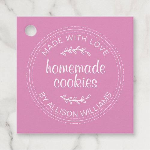 Rustic Homemade Cookies Fuchsia Pink Favor Tags
