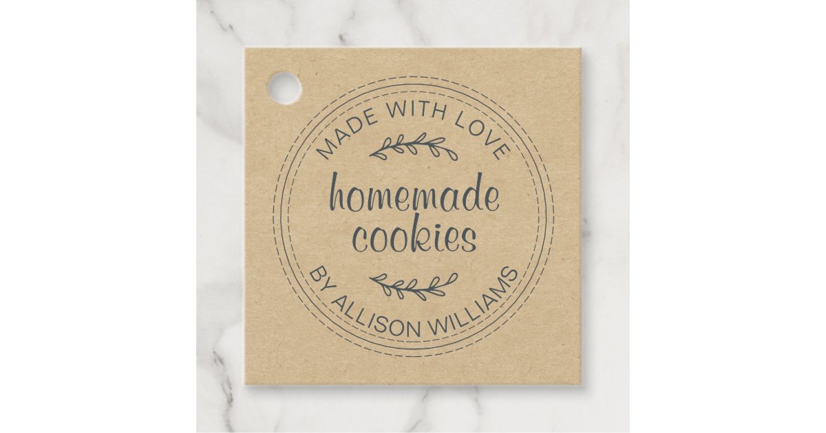 Rustic Homemade Cookies Kraft Paper Favor Tags | Zazzle