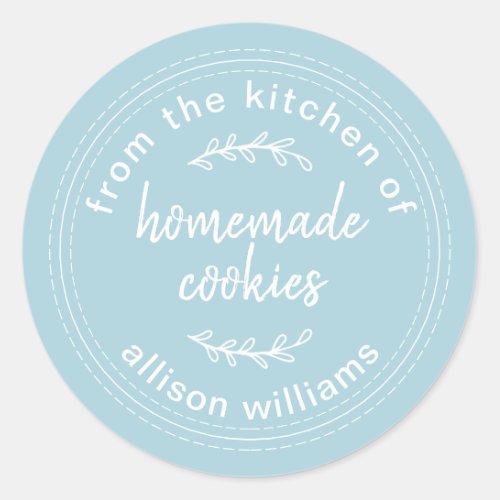 Rustic Homemade Cookies Pastel Blue Classic Round Sticker