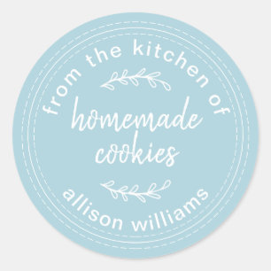 Rustic Homemade Cookies Pastel Blue Classic Round Sticker