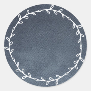 Rustic Homemade Deep Blue Write On Blank Classic Round Sticker